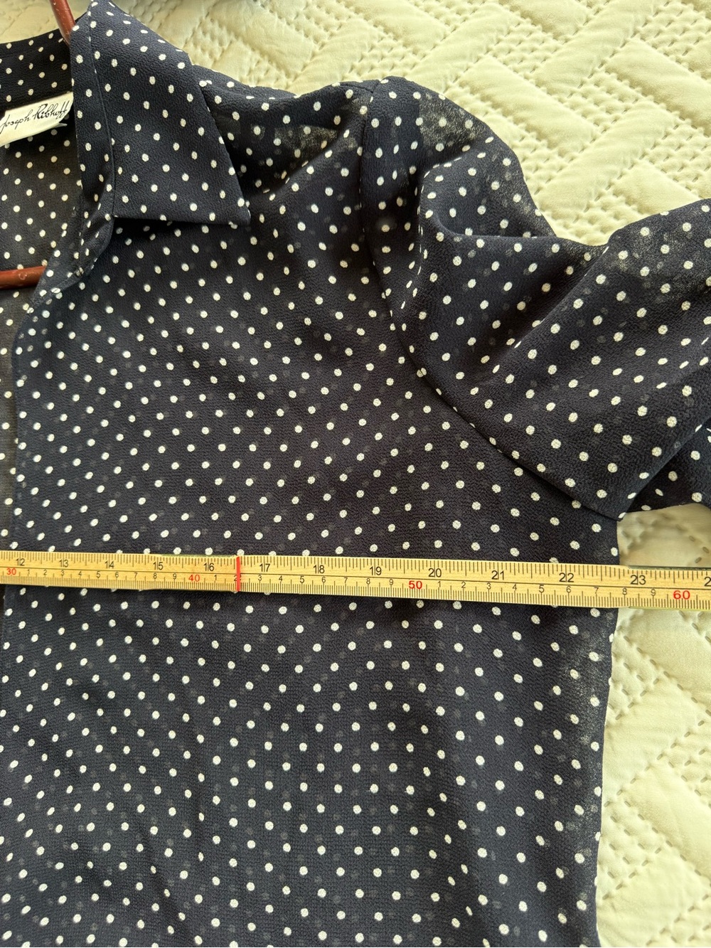 Joseph Ribkoff Black and White Polka Dot Tie-Front Blouse - Picture 4 of 7